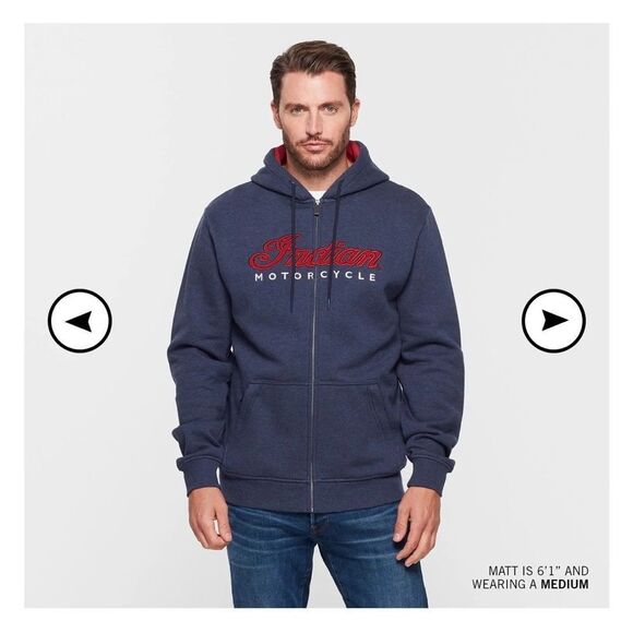 Indian Motorcycle Men's USA Flag Hoodie, Navy zip up - Picture 1 of 7